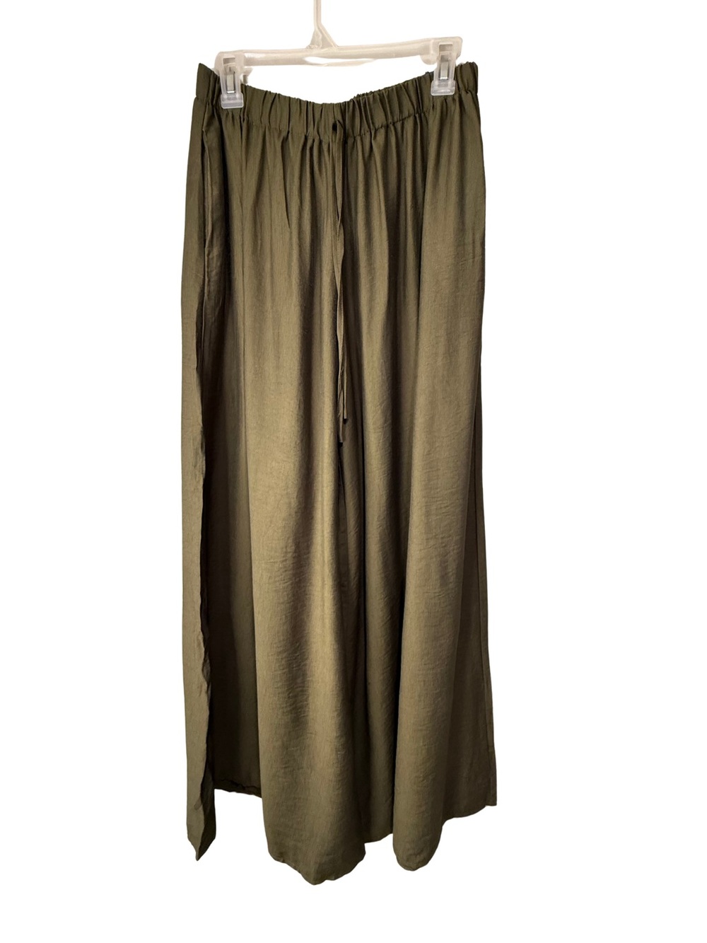 SHEIN Olive Wide-Leg Drawstring Palazzo Pants